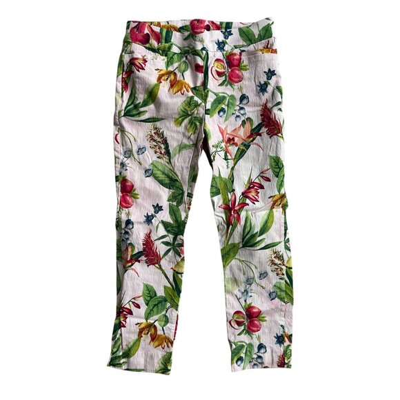 CHICOS Hawaiian Floral Capris Cropped Pants Size 00 / US 2 - Picture 3 of 8